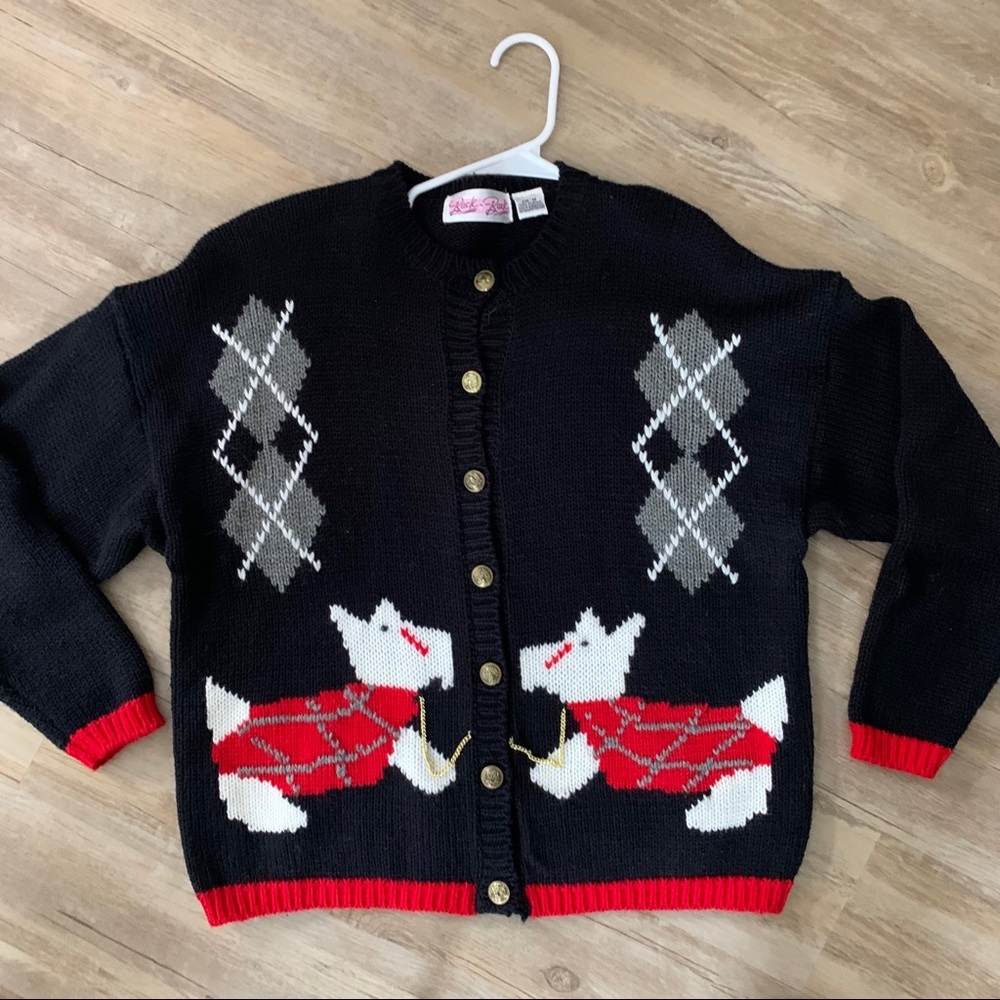 Vintage Sweater 1980s Cardigan and Sweater Scottie dogs